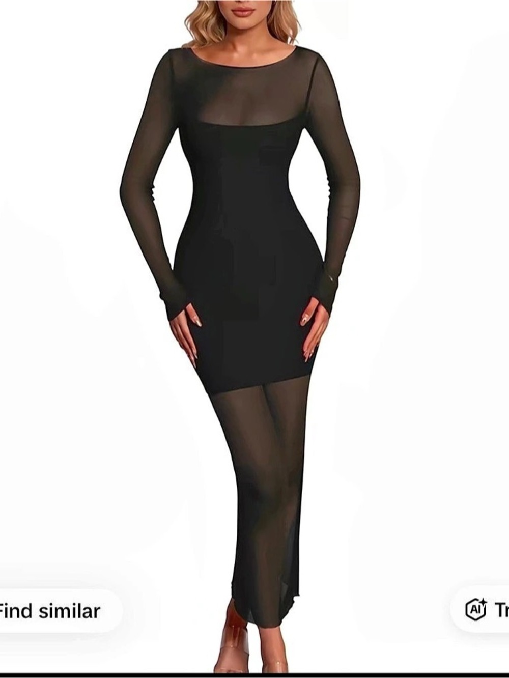 🖤 OYS Black Sheer Mesh Maxi Dress – NWT